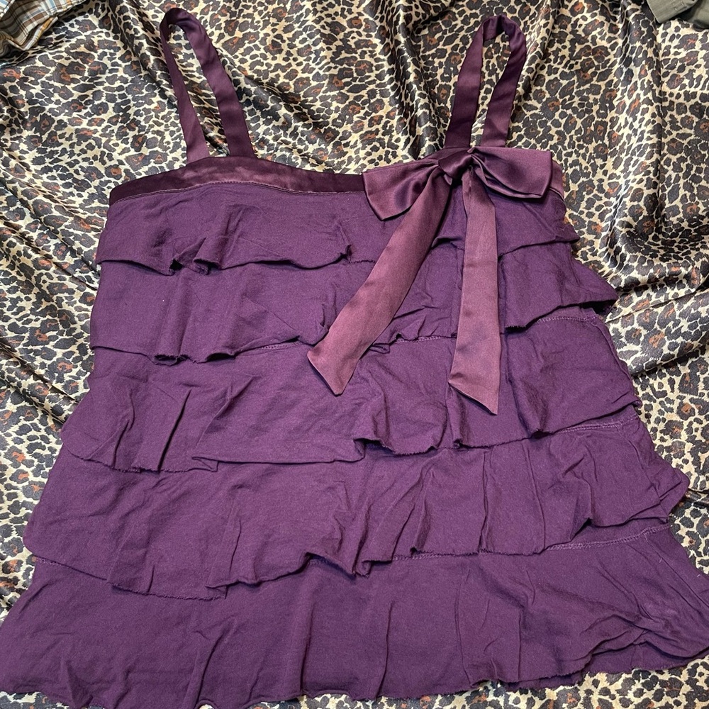 Y2k Loft Ruffle Purple Bow Tank Top